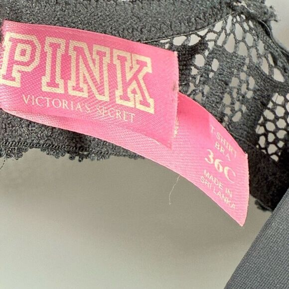 C30 Pink Victoria’s Secret black padded tshirt bra size 36C - Picture 5 of 5